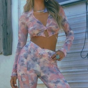 Pink Tye Dye Semi Sheer Set (Size Medium)